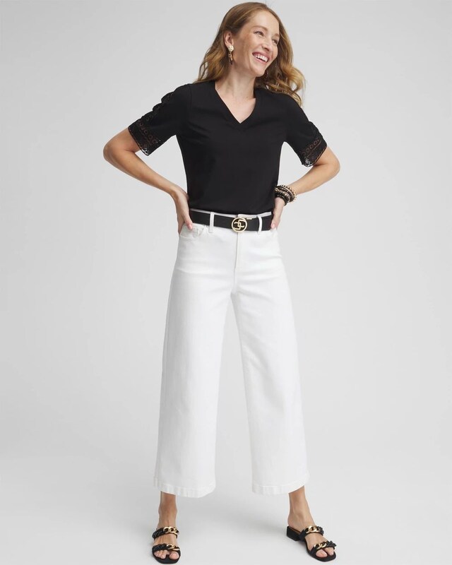 Trim Detail V-neck Tee - image 2